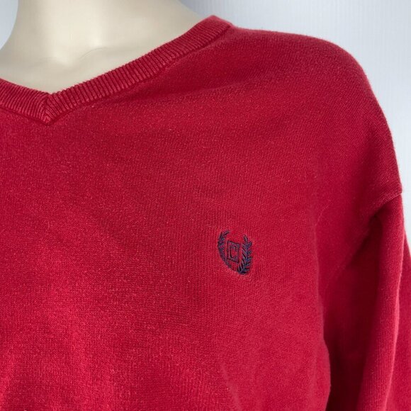 CHAPS Preppy Cropped Red Athleisure V-neck Sweater Pull sz S (mannequin)- XL - Picture 3 of 5